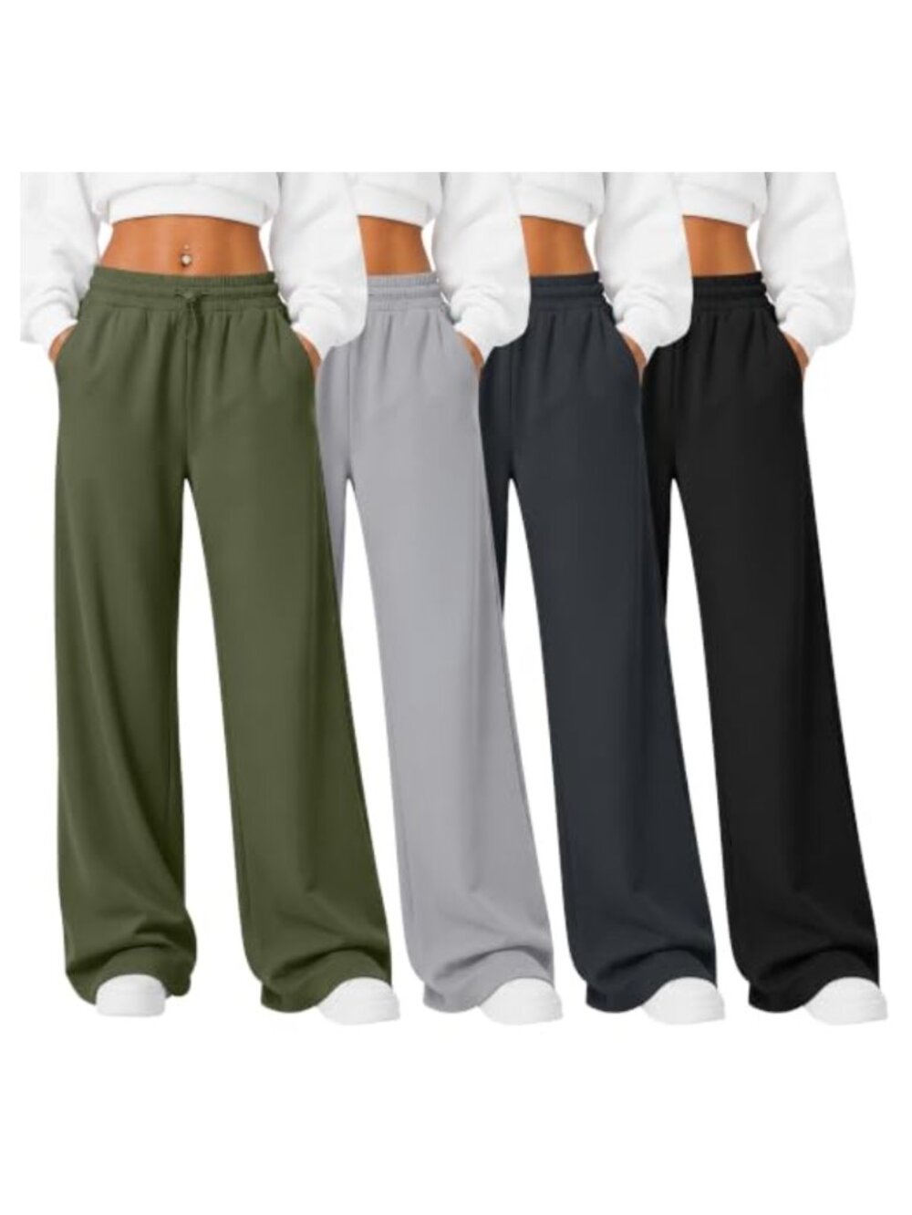 Women's 4 Pack Baggy Sweatpants Wide Leg Lounge Joggers with Pockets
